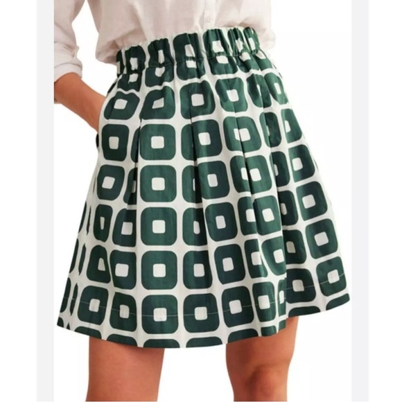 Boden Green Pleated retro print skirt, US6, UK12 - Picture 3 of 9